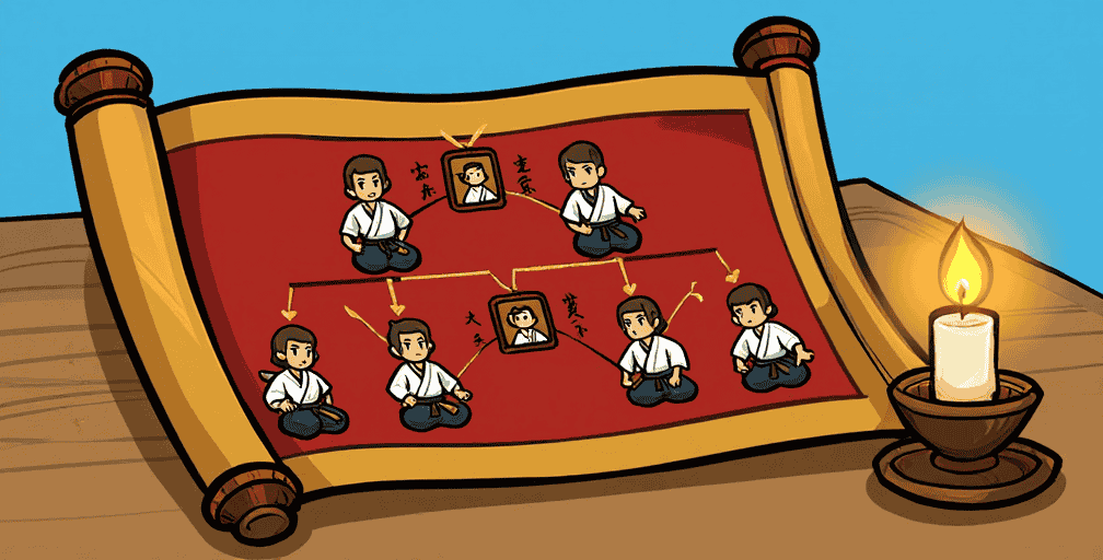 Lineage chart of Okinawan kobudo styles