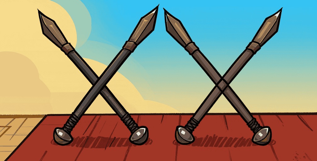 Pair of traditional sai (metal tridents)